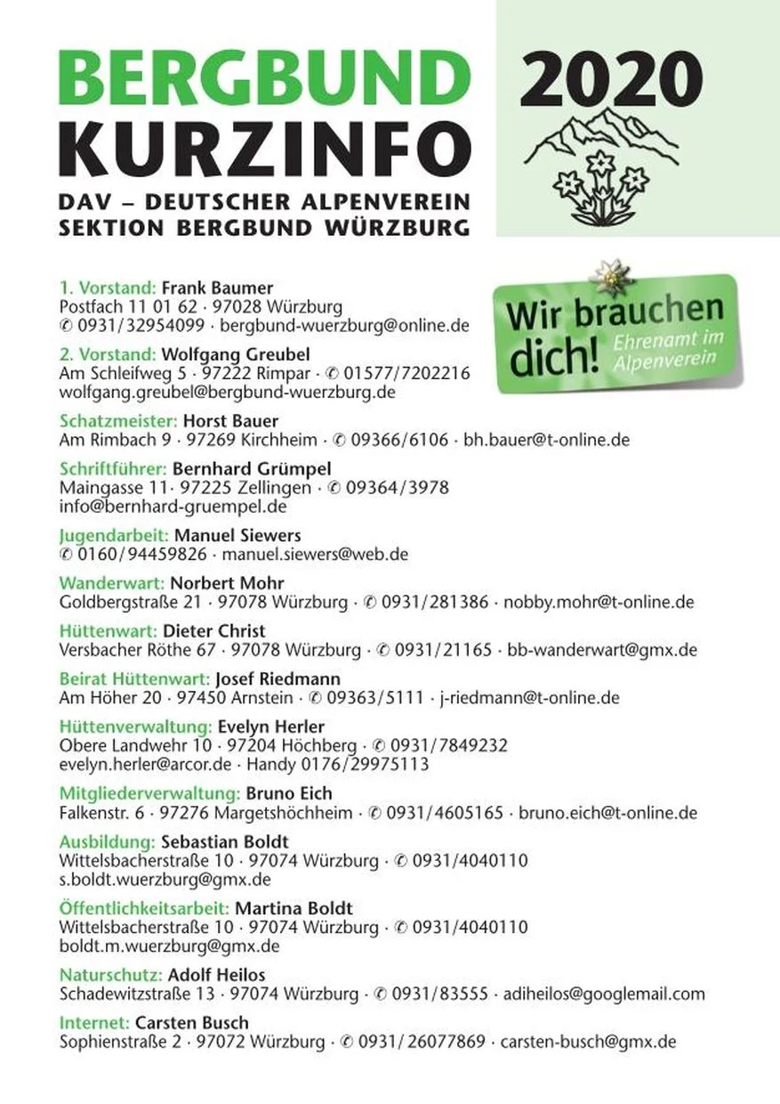 BB-Kurzinfo 2020 | © Bergbund Würzburg